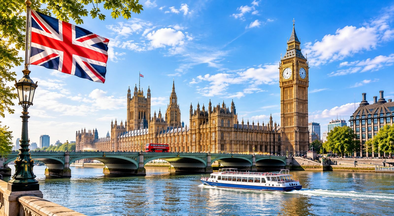 Big Ben and the Houses of Parliament on the River Thames, London, UK