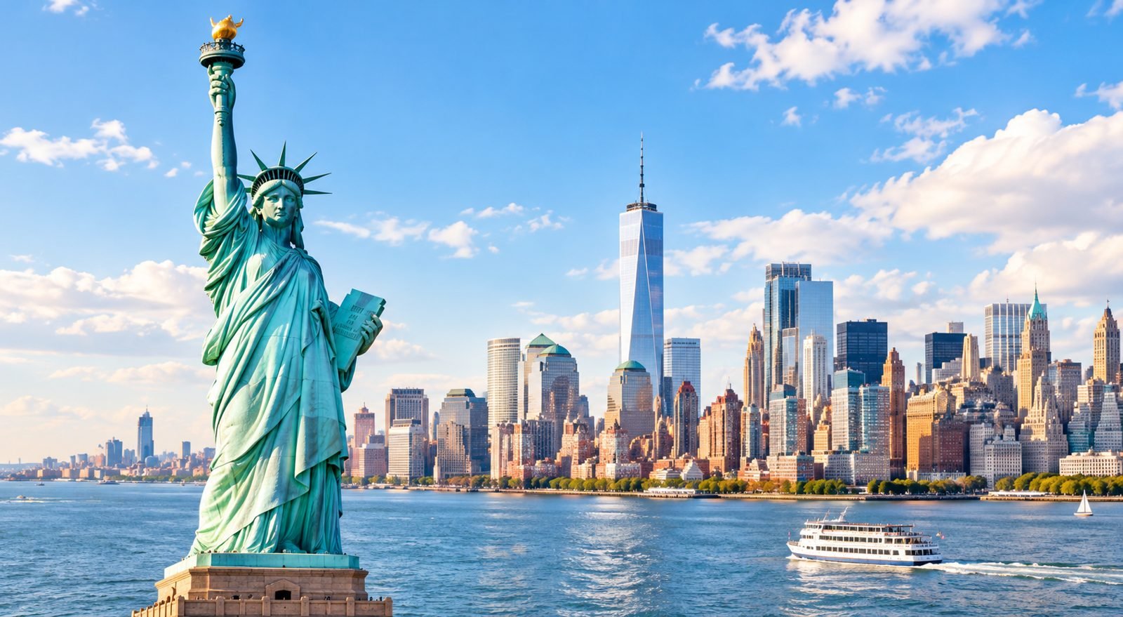 Statue of Liberty and the New York skyline, USA